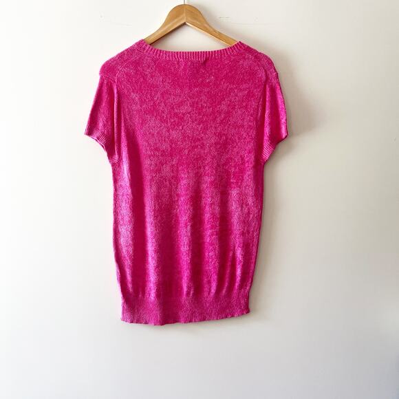Vintage 90s World Republic Soft Knit Hot Pink Terry Cloth Top Med - Picture 2 of 6